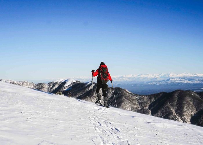 Winter snowshoe trail hiking tour Borjomi national park Georgia Camp Caucasus