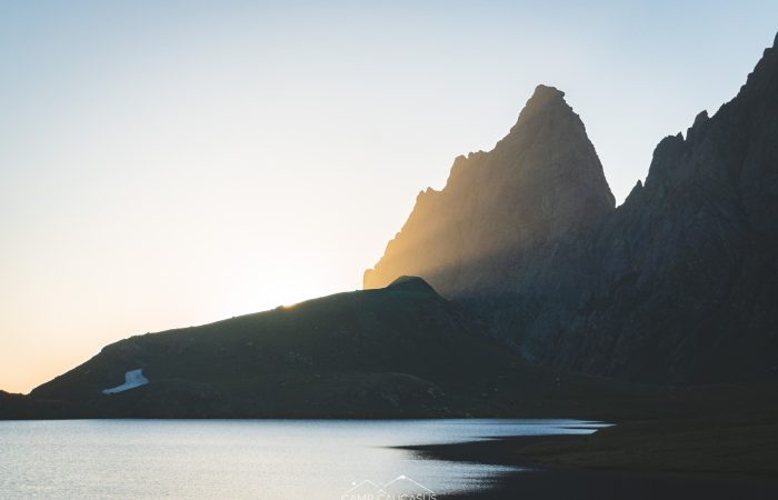 Sunset view over Tobavarchkhili ridge during a Georgian trekking adventure