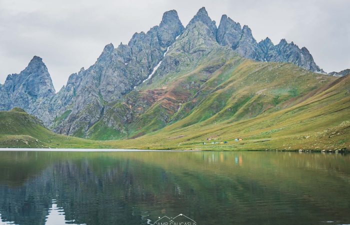 Sharp jagged peaks seen on Tobavarchkhili trail, a wild Caucasus route