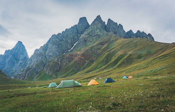 View from Tobavarchkhili basecamp in Georgia's mountain scenery