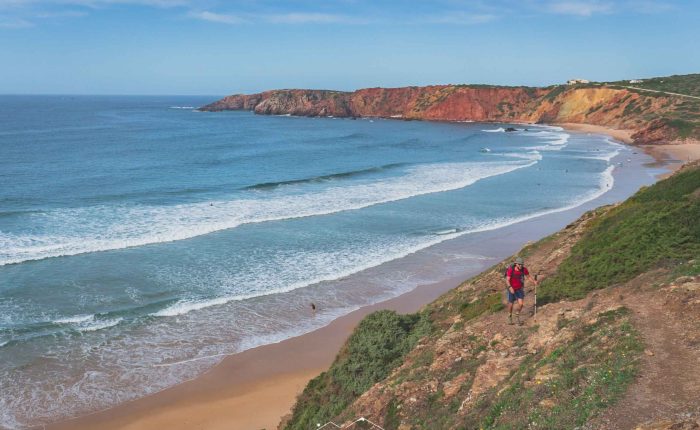 Algarve coastal hike near Carrapateira with cliffs, ocean views, and sandy beaches in Portugal