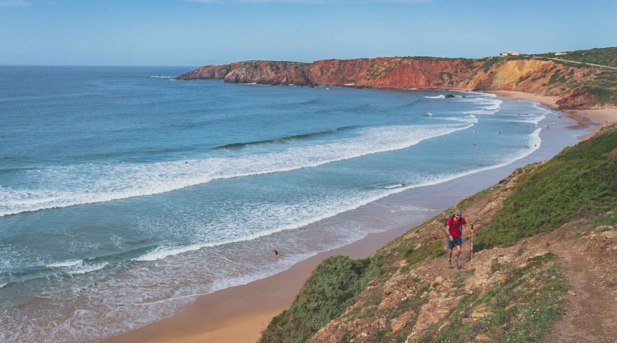 Algarve coastal hike near Carrapateira with cliffs, ocean views, and sandy beaches in Portugal