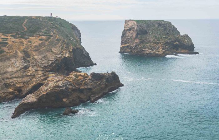 Lighthouse and cliffs at Cabo de São Vicente on the Fisherman’s Trail, Portugal.