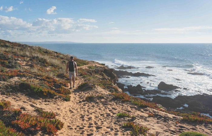 Coastal cliffs and sandy coves on the Fisherman’s Trail near Porto Covo.