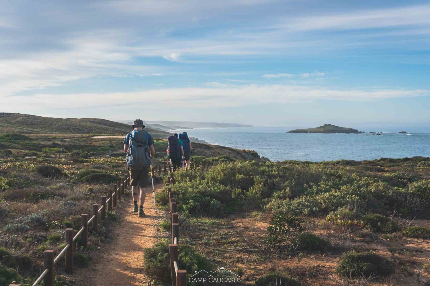 Hikers on the Fisherman’s Trail between Porto Covo and Vila Nova de Milfontes.