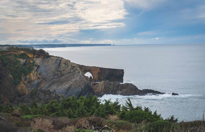Hikers walking along cliffs on the Fisherman’s Trail from Zambujeira do Mar to Odeceixe.