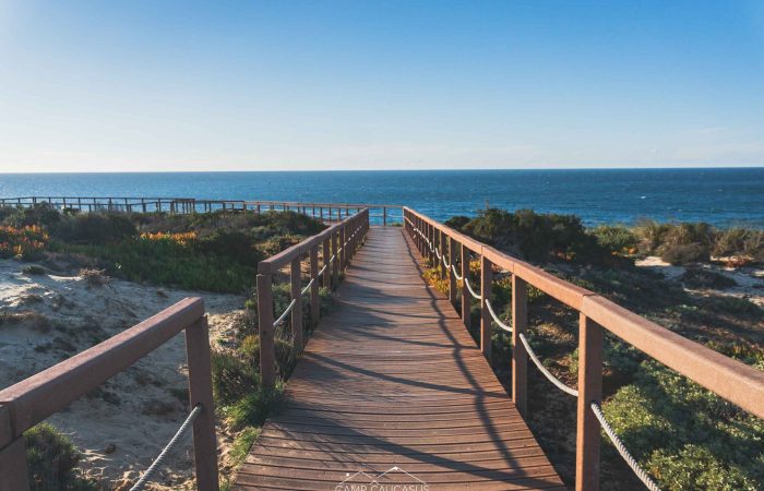 Fisherman’s Trail passing over dunes on a boardwalk along Portugal’s Alentejo coast.