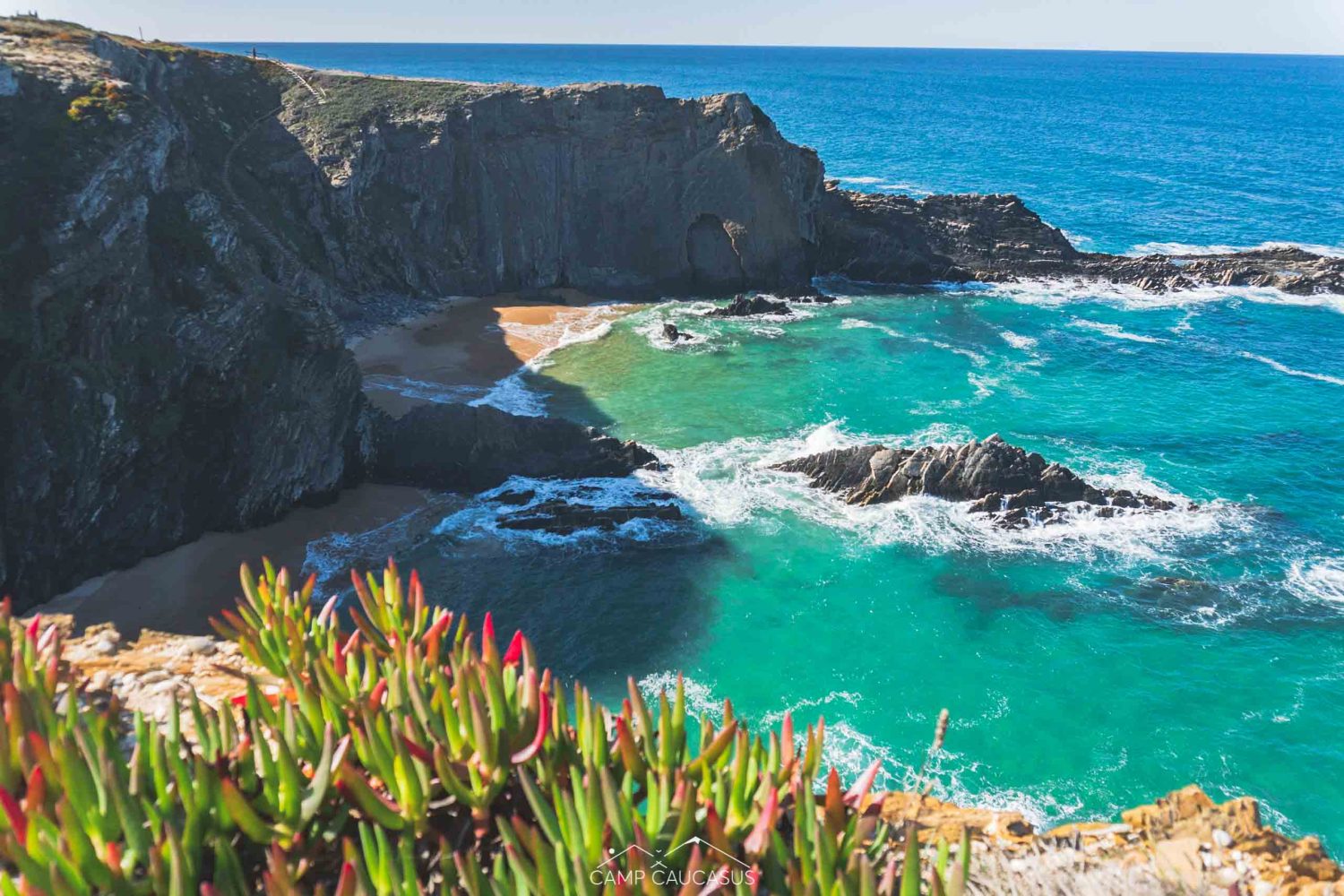 Dramatic cliffs along the Fisherman’s Trail near Zambujeira do Mar, Portugal.